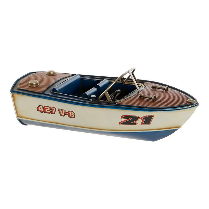 Dekoratives DKD Home Decor Motorboot aus Metall mit Holzdeck - homely Family Shop