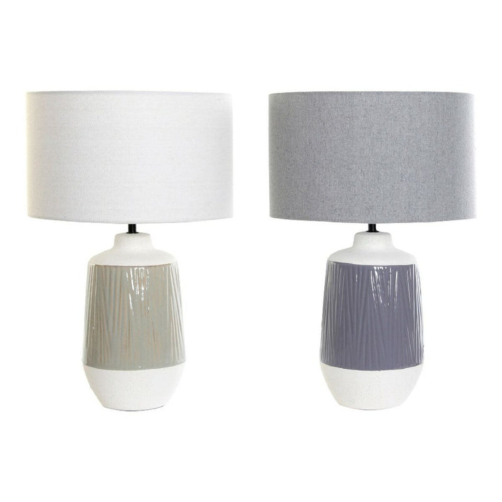 DKD Home Decor Tischlampen Set mit Porzellanfuß und Stoffschirm - homely Family Shop