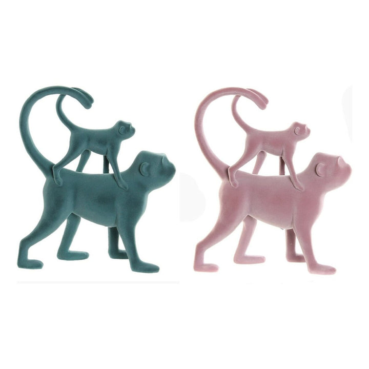 Grüne und rosa Deko-Affenfiguren aus Harz im tropischen Stil - Homely Family Shop
