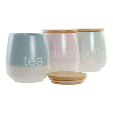 DKD Home Dekor Aufbewahrungsgefäße für Tee, Zucker und Kaffee mit Holzdeckel - homely Family Shop
