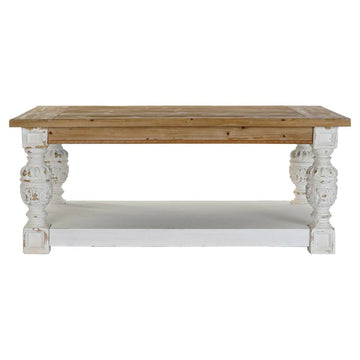 DKD Beistelltisch mit Holzplatte und weißen Beinen - homely Family Shop