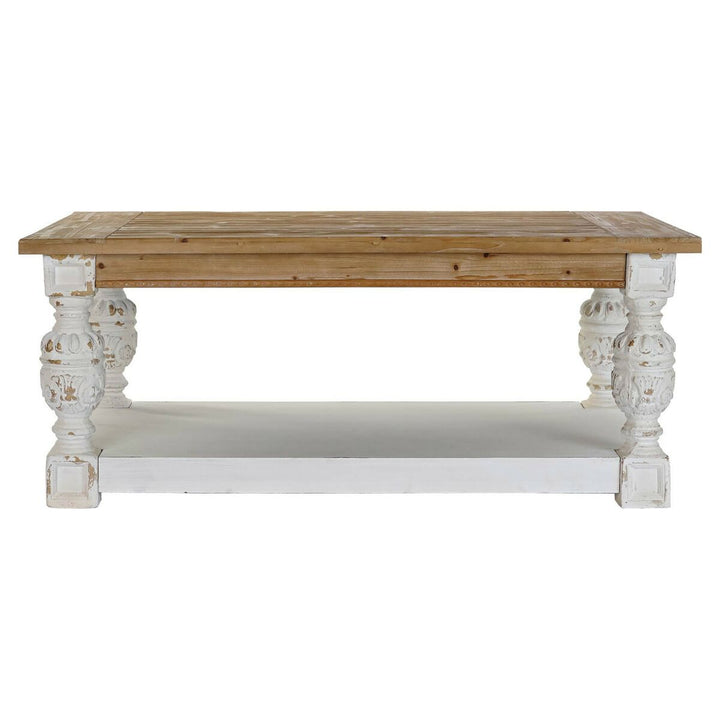 DKD Beistelltisch mit Holzplatte und weißen Beinen - homely Family Shop