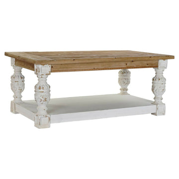 DKD Home Beistelltisch mit Holzplatte und weißen Beinen - homely Family Shop