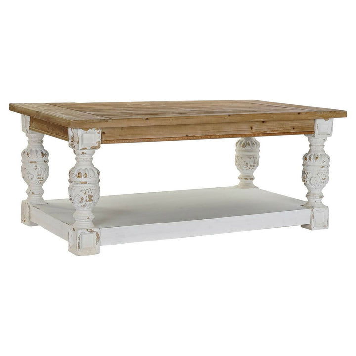 DKD Home Beistelltisch mit Holzplatte und weißen Beinen - homely Family Shop