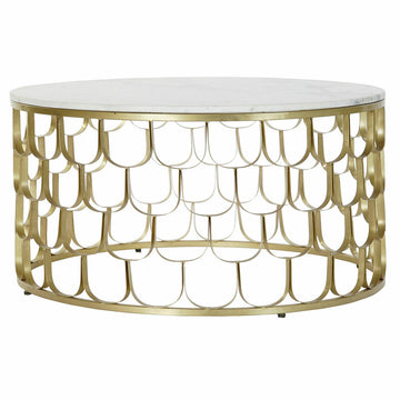 Goldener DKD Beistelltisch mit Marmorplatte - homely Family Shop