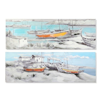 DKD Home Decor Bild mit Barco Mediterraner Hafen Szene. - homely Family Shop