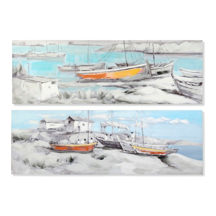 DKD Home Decor Bild mit Barco Mediterraner Hafen Szene. - homely Family Shop
