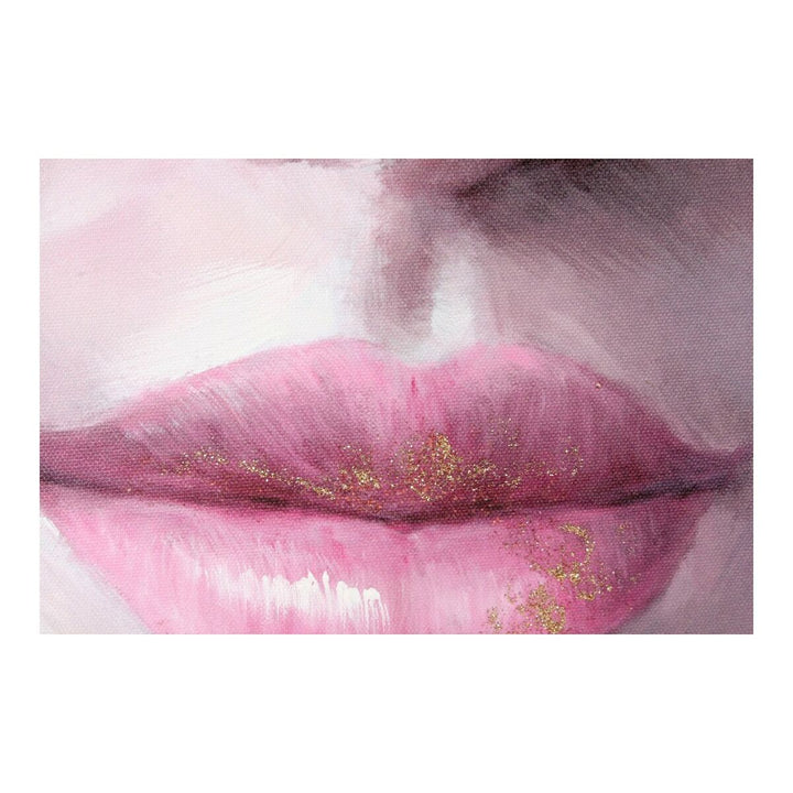 Modernes DKD Home Dekor Bild mit rosa Lippen und Goldglitter - homely Family Shop