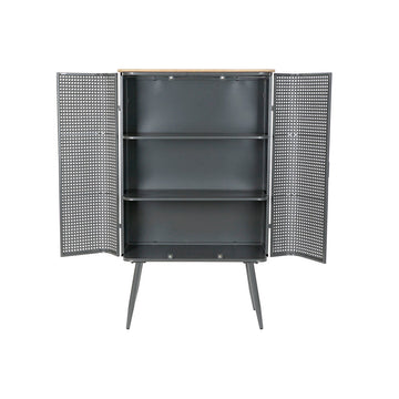 Graues Regal aus Metall und Holz mit zwei Regalen - homely Family Shop
