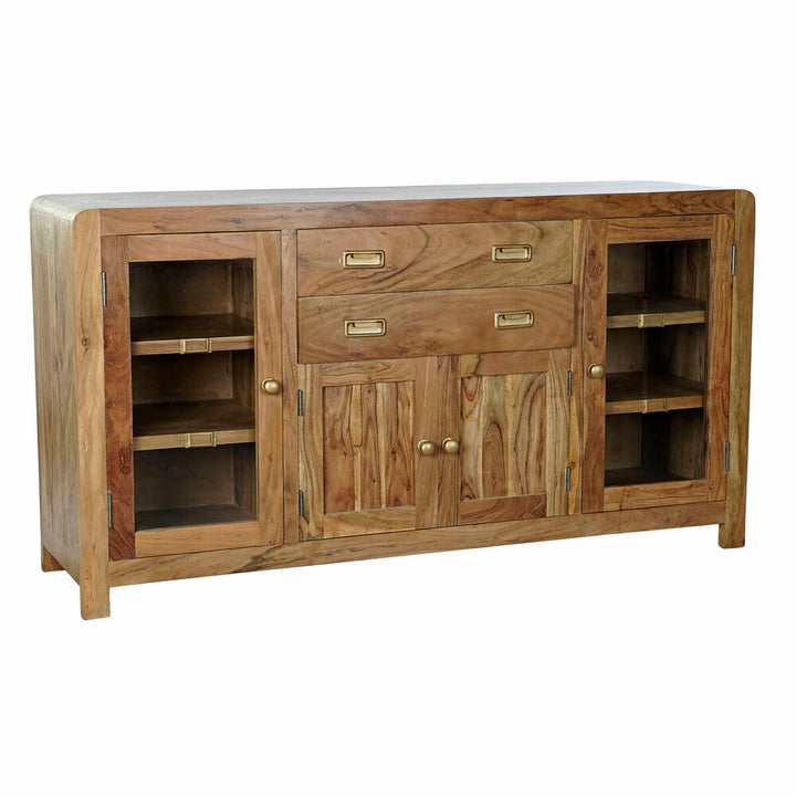 DKD Home Decor Anrichte aus Akazienholz mit Glasfächern - homely Family Shop