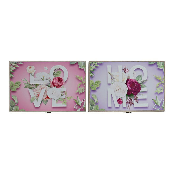 Dekorative Holzboxen mit Blumenmuster und Aufschrift - Homely Family Shop