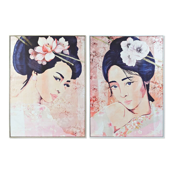 DKD Home Decor Gemälde, orientalische Frauenportraits mit Blumen - homely Family Shop