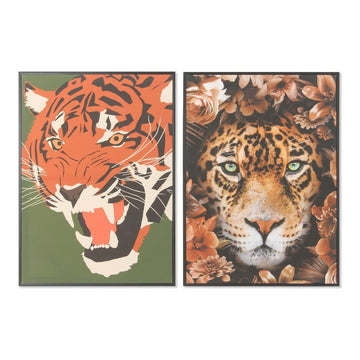 Moderne Tiger Bilder mit Blumen von DKD Home Decor, 2 Stück - homely Family Shop