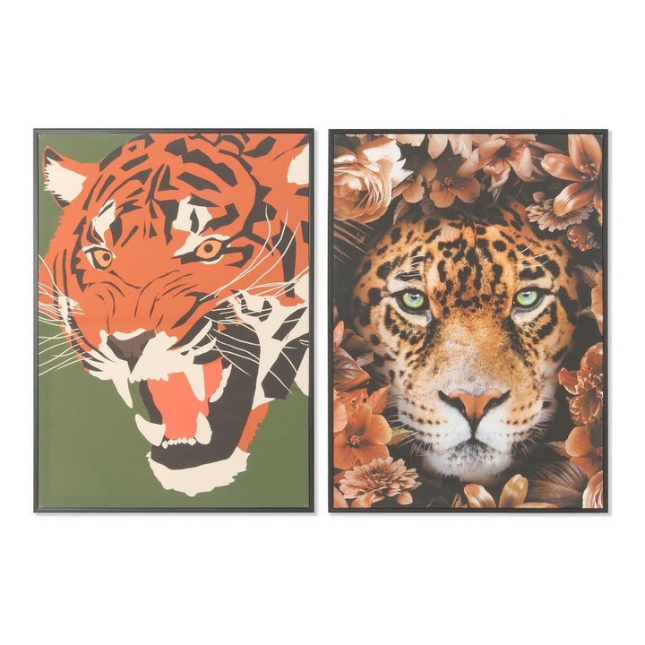 Moderne Tiger Bilder mit Blumen von DKD Home Decor, 2 Stück - homely Family Shop