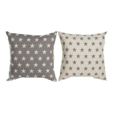 DKD Home Decor Kissen, beige und braun, mit Sternenmuster. Set mit 2 Deko Kissen.