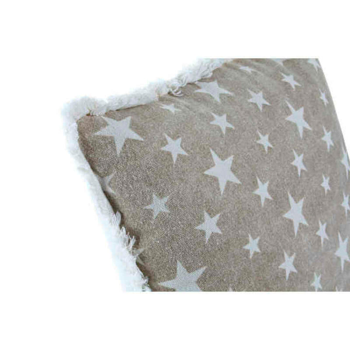 Graues Kissen mit Sternmuster und Fransenrand von DKD Home Decor.