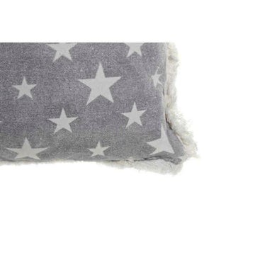 Graues Kissen mit Sternmuster und Fransen, DKD Home Decor Polyester Baumwolle.