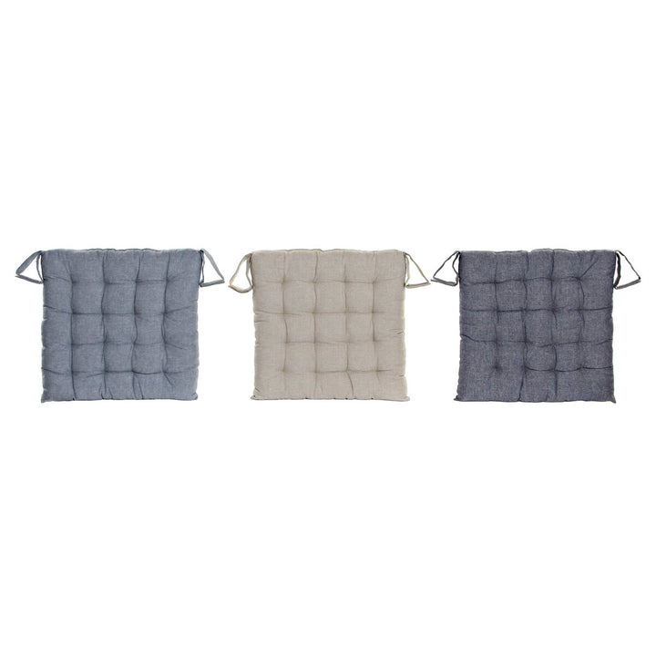 DKD Home Decor Stuhl-Kissen Set in Beige, Blau und Marineblau mit Baumwolle und Polyester.
