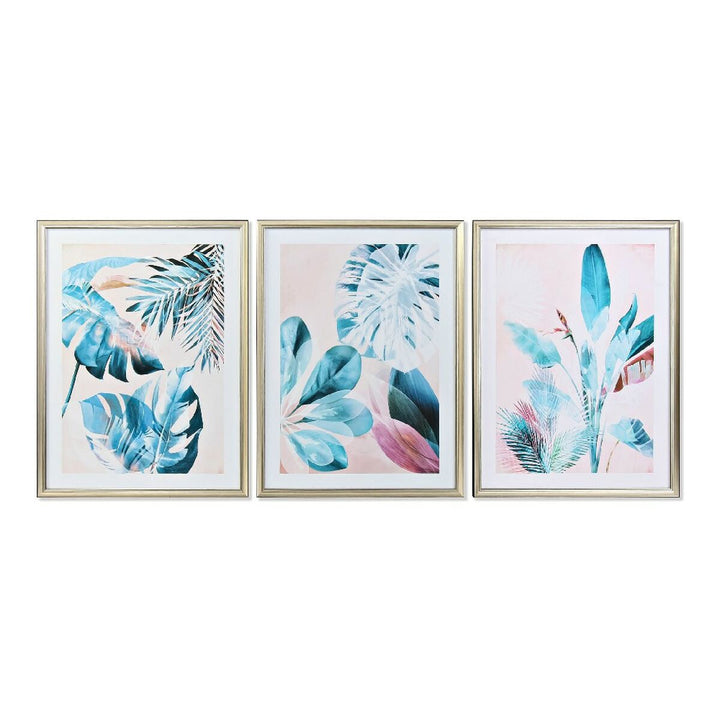 DKD Home Dekor tropische Blätter Kunstdrucke im Goldrahmen - homely Family Shop