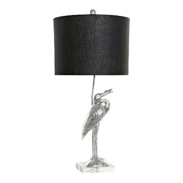 DKD Home Deko Tischlampe mit Reiher-Figur und schwarzem Schirm - homely Family Shop