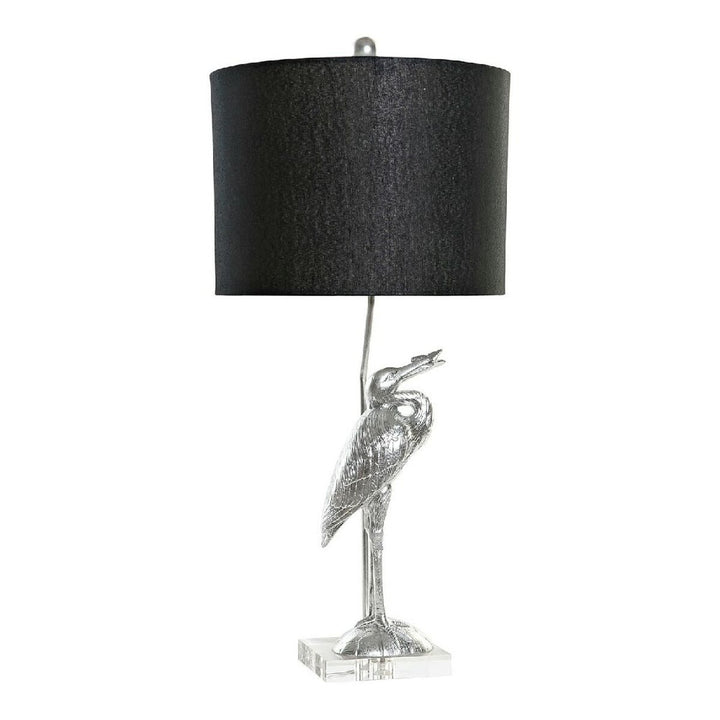 DKD Home Deko Tischlampe mit Reiher-Figur und schwarzem Schirm - homely Family Shop