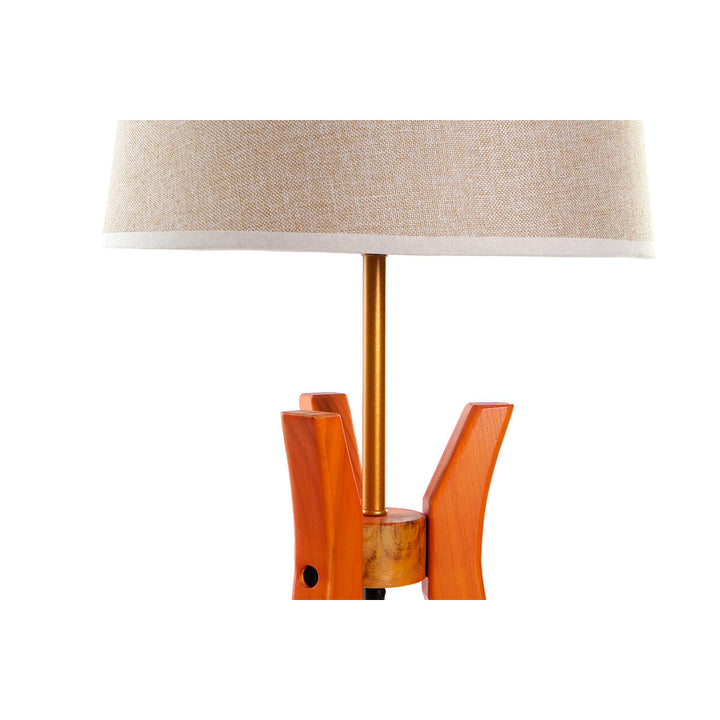 DKD Home Deko Tischlampe mit Holzfuß und Polyester Schirm - homely Family Shop