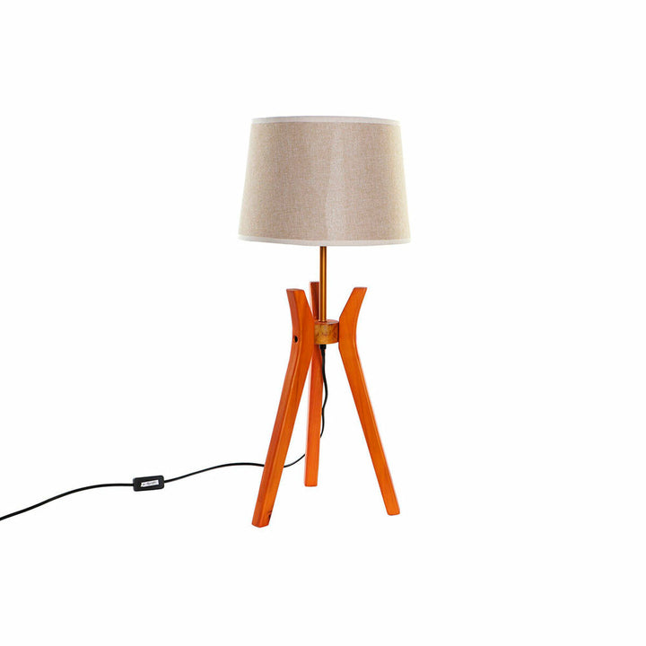 DKD Home Tischlampe mit Holzfuß und Polyester Schirm - homely Family Shop