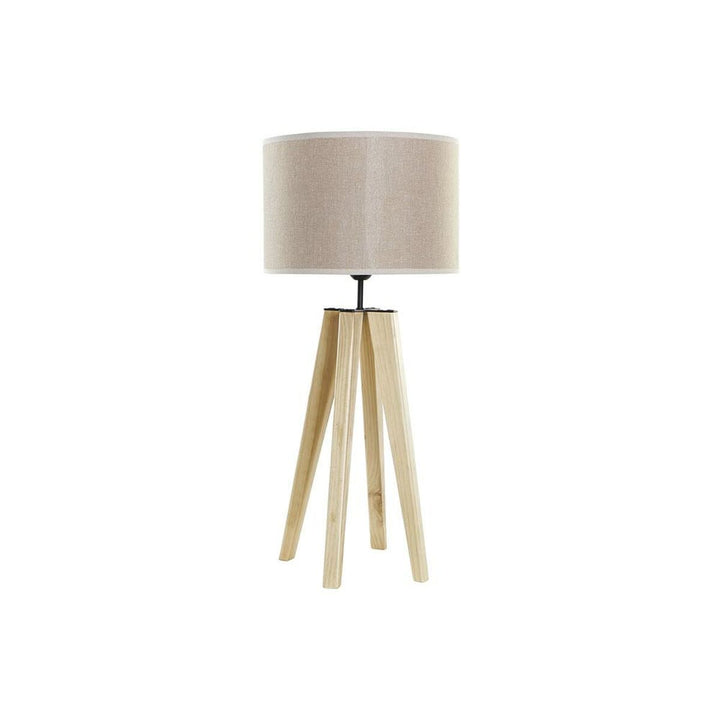 DKD Home Decor Tischlampe mit beigem Schirm und Holzfuß - homely Family Shop