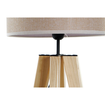 DKD Home Tischlampe mit beigem Schirm und Holzfuß - homely Family Shop