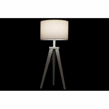 DKD Home Decor Tischlampe mit Holzfuß und weißem Lampenschirm - homely Family Shop