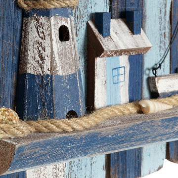 Mediterrane Wanddeko mit Leuchtturm und Haus aus Tanne - Homely Family Shop