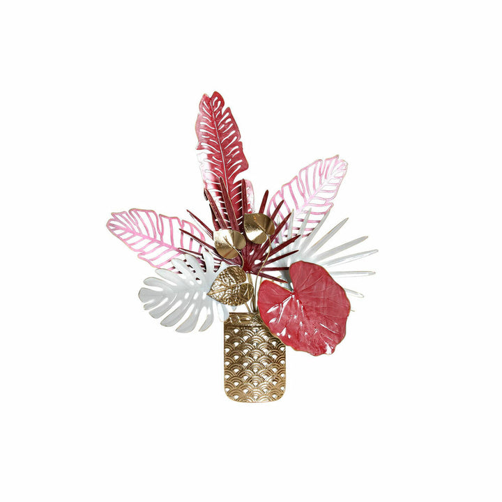 DKD Home Decor Wandbild mit Blumen und tropischen Blättern in Rosa und Gold. - homely Family Shop