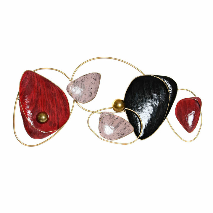 Abstrakte Wanddeko im Sixties-Stil mit Rot, Schwarz & Gold - DKD Home Decor