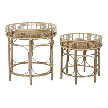 Zwei Rattan-Beistelltische von DKD Home Decor mit Rundem Design - homely Family Shop