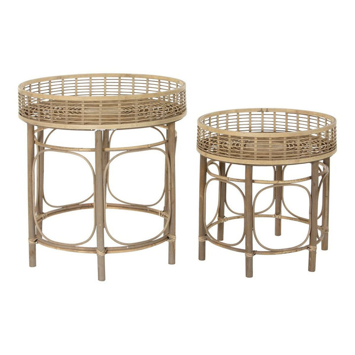 Zwei Rattan-Beistelltische von DKD Home Decor mit Rundem Design - homely Family Shop