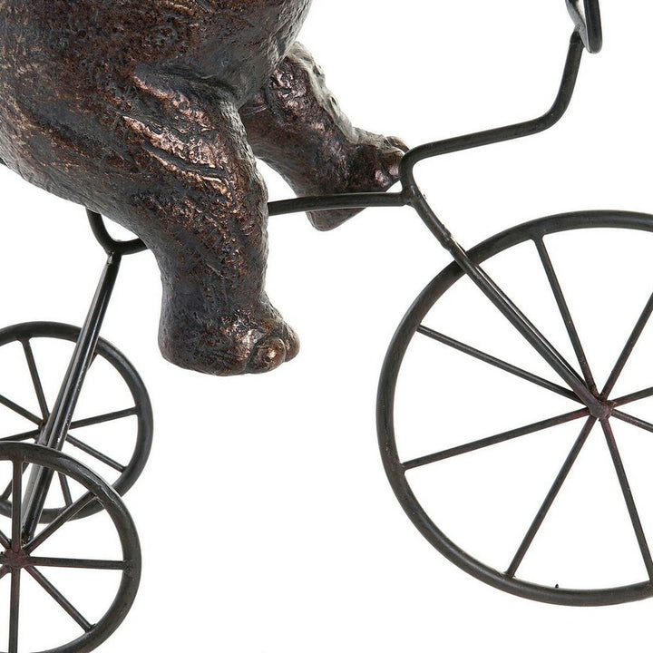 Detailaufnahme Elefant auf Fahrrad Deko-Figur aus Metall und Harz - homely Family Shop