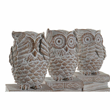 DKD Home Decor Eulen Figuren, weißes Decapé Finish auf Deko Bücher - homely Family Shop