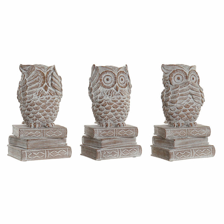Drei Deko-Eulen Figuren auf Bücherstapel, DKD Home Decor - homely Family Shop