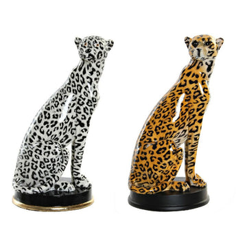 DKD Home Decor Leopard Figuren aus Harz in Schwarz und Orange - Homely Family Shop