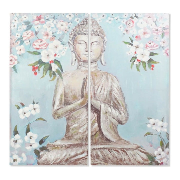 DKD Home Dekor Buddha Leinwand mit Blumen, orientalisch. - homely Family Shop