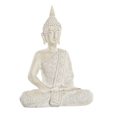 Weiße Buddha Harz Figur mit Blumenmuster - Homely Family Shop