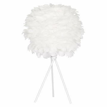 DKD Home Decor Tischlampe mit weißen Federn und Metallgestell - homely Family Shop