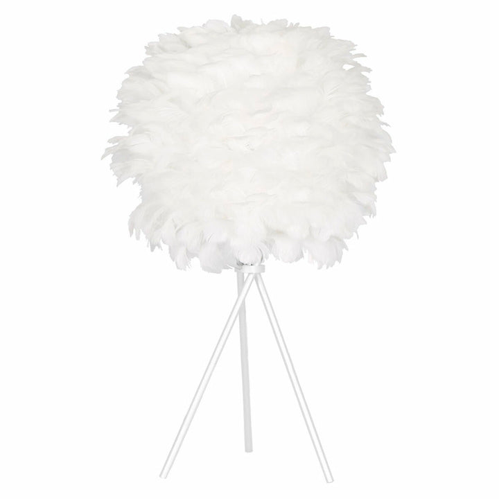 DKD Home Decor Tischlampe mit weißen Federn und Metallgestell - homely Family Shop