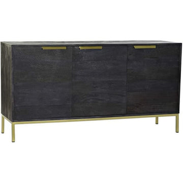 Schwarze Anrichte aus Mango-Holz mit goldenen Akzenten - Homely Family Shop