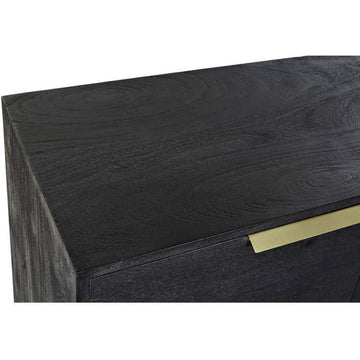 Nahaufnahme der schwarzen Anrichte aus Mango-Holz mit Gold - homely Family Shop