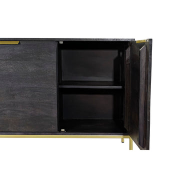 DKD Anrichte aus Mango-Holz in Schwarz und Gold mit offenem Fach - homely Family Shop