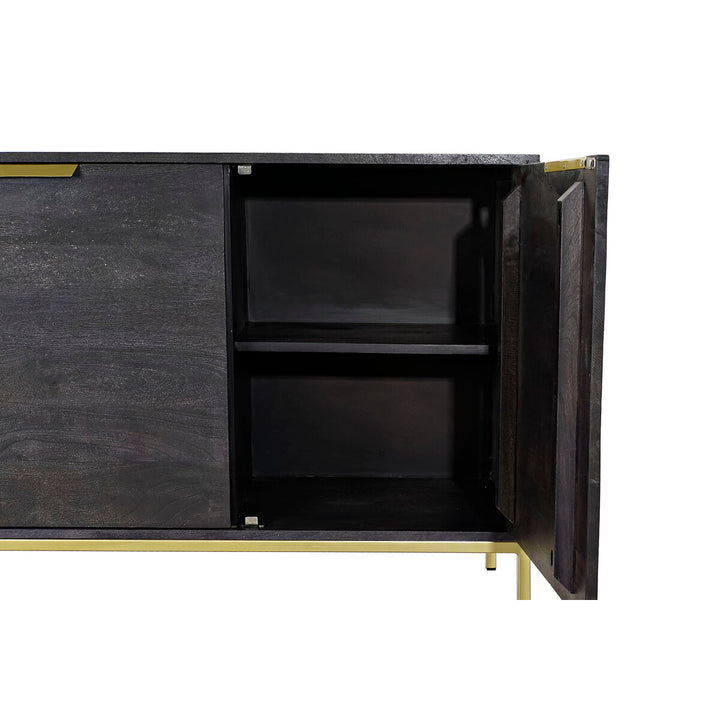 DKD Anrichte aus Mango-Holz in Schwarz und Gold mit offenem Fach - homely Family Shop