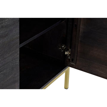 Nahaufnahme Anrichte aus Mango-Holz in Schwarz und Gold - Homely Family Shop