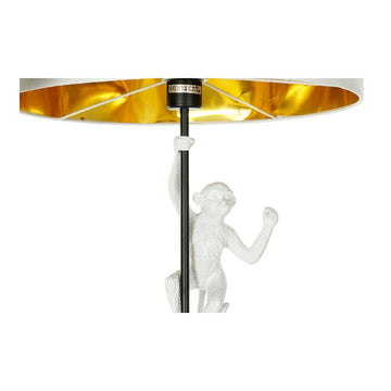 Detail der Harz-Stehlampe mit Affenfigur und Metallsockel - homely Family Shop