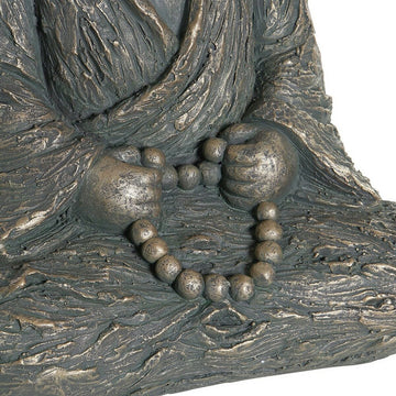 Nahaufnahme Mönch Figur mit Gebetskette, Fiberglas, gold dunkelgrau - homely Family Shop